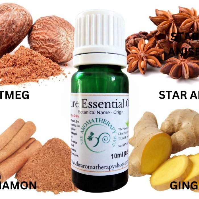 Spice Pure Essential Oil Collection (4 x 10ml Pure Essential Oils) - Cinnamon, Nutmeg, Ginger, Star Anise
